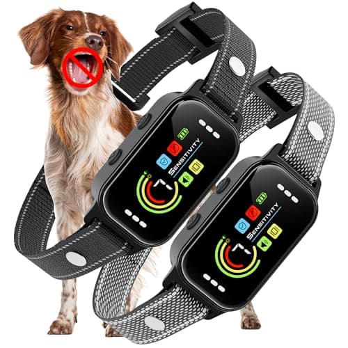 JEUJE Dog Bark Collar 2 Pack, Bark Collar for Large Medium Small Dogs 8-120lbs, AUTO Barking Collar, Bark Training Collar with 7-Level Sensitivity + 5 Safety Modes Humane Training System - Image 1