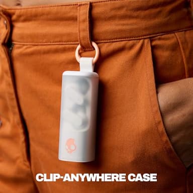 Skullcandy Dime Evo Wireless Earbuds, Bluetooth Headphones, Noise Isolating Fit, Up to 36 Hours Battery, Microphone for iPhone Android, Easy Carry with Clip-Anywhere Case - Bone - Image 3