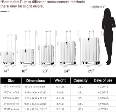 Hanke Luggage Sets 3 piece Carry On Luggage with Wheels PC Hard Shell Suitcases Lightweight Checked Tsa Luggage Extra Large Travel Suitcase Woman Men 20/24/29 Inch(Ivory White) - Image 2