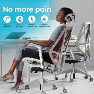 Benazcap Seat Cushion, Memory Foam Cushions for Office Chair - Ergonomic Chair Cushions for Tailbone Pain Relief, Sciatica & Back Support, Office Chair Cushion & Car Seat Cushion - Image 6