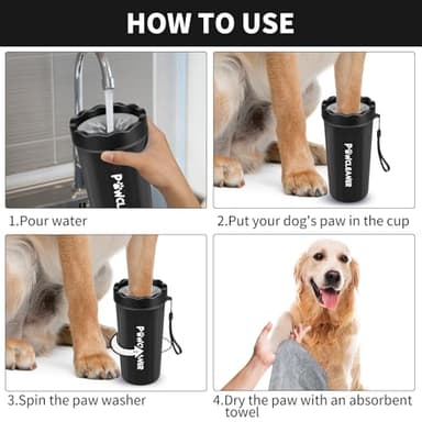 Dog Paw Cleaner, Washer, Muddy Pet Foot Cleaner for Small Medium Large Breed Dogs/Cats (with 3 absorbent towel) (Black, Large) - Image 3