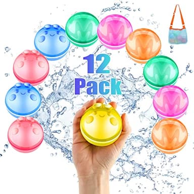 12 PCS Reusable Water Balloons for Kids Adults Outdoor Activities, Soft Silicone Water Splash Ball with Mesh Bag, Magnetic Water Ball for Kids Pool Beach Bath Toys Summer Fun Party Supplies - Image 8