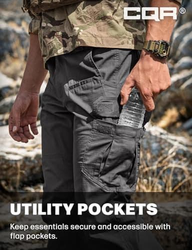 CQR Men's Tactical Pants, Water Resistant Ripstop Cargo Pants, Lightweight EDC Work Hiking Pants, Outdoor Apparel, Raider Charcoal, 36W x 34L - Image 9