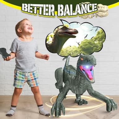 J Rootage Remote Control Dinosaur, Realistic Dinosaur Toys for Kids 3-5, 2.4GHZ, Walking,Rechargeable, 3D Eyes, 3 Sound Effects, Demo Function, Jurassic Toys for Christmas, Kids 3+ - Image 8