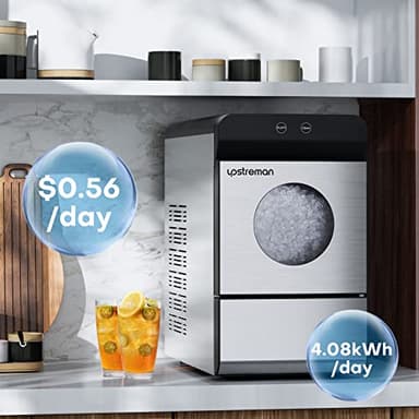 Upstreman Nugget Ice Maker, 33Lbs/Day, Self-Cleaning, 6 Ice Cubes in 15 Mins, 2 Water Refill, Countertop Ice Machine for Home/Office/Bar, X90 Pro - Image 6