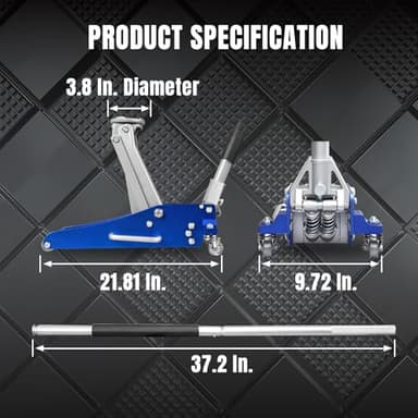 BIG RED T815016L Torin Hydraulic Low Profile Aluminum and Steel Racing Floor Jack with Dual Piston Quick Lift Pump, 1.5 Ton (3,000 lb) Capacity, Blue, T815016L - Image 7