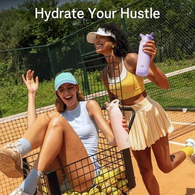 Insulated Water Bottle with Straw - Encool Stainless Steel Water Bottle, Reusable Leakproof and BPA-Free for Sports, Travel, Cold for 24 Hours, 24 oz, Ocean - Image 2