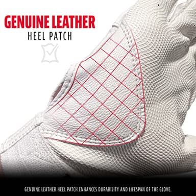 Franklin Sports MLB Batting Gloves - Classic XT Adult Men's + Youth Batting Gloves Pair - Baseball + Softball Gear - White - Adult Large - Image 3