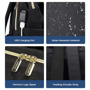 LOVEVOOK Extra Large Travel Laptop Backpack Women, 18 Inch Womens Work Backpack Purse, Waterproof Anti-theft Travel Back Pack with USB Charging Port for College Teacher Nurse, Black - Image 5