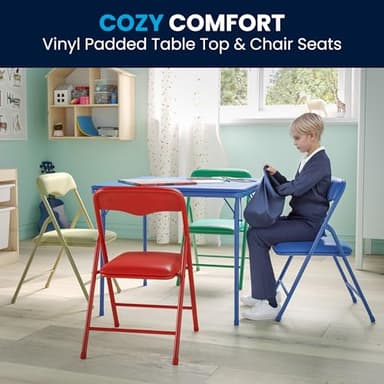 Flash Furniture Mindy Kids 5-Piece set Folding Square Table and Chairs Set for Daycare and Classrooms, Children's Activity Table and Chairs Set, Multicolor - Image 9