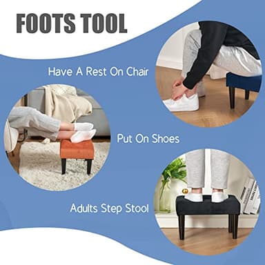 BRIAN & DANY Foot Stools Ottoman, Velvet Small Foot Stool with Legs, Rectangle Ottoman Foot Rest for Couch, Footstools and Ottomans Small for Living Room and Bedroom (Blue) - Image 6