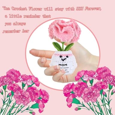 Lackycc Easter Basket Essentials Stuffers Positive Crochet Animals Flower-MOM for Mom,Appreciation Graduation Gifts for Women,Emotional Support Crochet Knitted Flower - Image 4