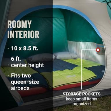Coleman Skydome Tent with Full-Fly Weather Vestibule, Weatherproof 4/6 Person Tent Sets Up in 5 Minutes & Protects from Water, 20% More Headroom Than Traditional Shelters - Image 4