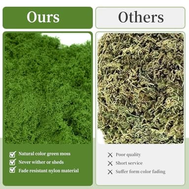 Fake Moss for Plants Indoor, Artificial Moss for Arts and Crafts, Faux Grass for Potted Fairy Garden DIY Model Making Walls Glass Containers Home Decor-3.5 OZ (Dark Green) - Image 4
