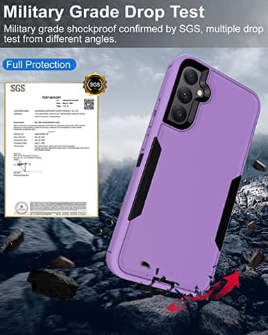 Dahkoiz for Samsung Galaxy A34 Case, with Tempered Glass Screen Protector, Dust-Proof Port Cover, Support Magnetic Car Mount, Full Body Protection Rubber Phone Case for Galaxy A34 5G, Black/Purple - Image 8