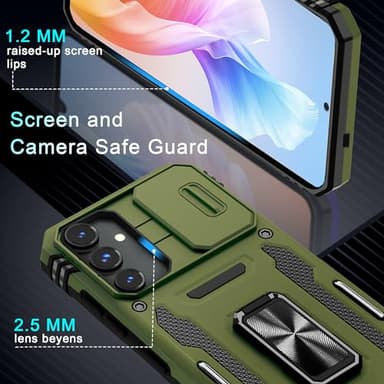 DEERLAMN Case for Samsung Galaxy S25+ Plus 6.7-Inch with Slide Camera Cover+Screen Protector(1 Pack), Rotated Ring Kickstand Military Grade Shockproof Protective Cover-Olive Green - Image 6
