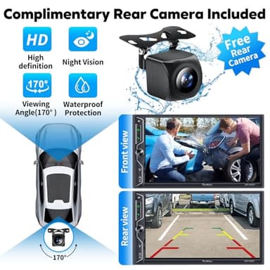 [QLED Screen Upgrade] 7" Double Din Car Stereo with Wireless Apple CarPlay and Android Auto, 240W Powerful Sound, 4.2-Channel Audio Output, Bluetooth, MirrorLink, Backup Camera, AM/FM Car Radio - Image 7