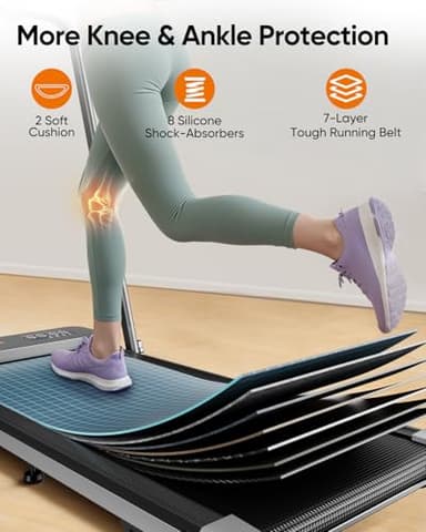 2-in-1 Foldable Treadmill with 3-Level 10% Incline, Walking Pad for Home Small Office, Compact Portable Under Desk Treadmill with Handle,Dual LED Display, APP & Remote, 300 lbs Capacity - Image 6