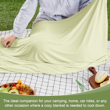 David's Home Double Side Summer Cooling Blanket Queen, Arc-Chill Q-Max>0.5 Breathable Lightweight Skin-Friendly for Hot Sleepers, Portable Durable Versatile for Home Office Car Picnic, Gross Green - Image 7