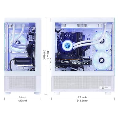 NINGMEI Gaming PC Desktop,AMD Ryzen 7 5700X 8 core 3.4GHz(up to 4.6GHz),GeForce RTX 5060 8GB,32GB DDR4 RAM 3200MHz,1TB NVME SSD,650W PSU, Windows 11 Home 64-bit,White - Image 2