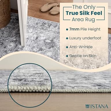 Istana 5x7 Area Rug - Grey Rugs for Living Room 5x7 - Foldable Rugs for Bedroom - Stain Resistant Washable Rug - Eco-Friendly Boho Area Rugs - Easy to Clean Living Room Rug - Image 5