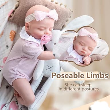 Jirachi Lifelike Reborn Baby Dolls, 18-Inch Sleeping Real Life Soft Cloth Body Neweborn Baby Girl, Realistic Reborn Babies with Feeding Set for Kids Age 3+ - Image 2