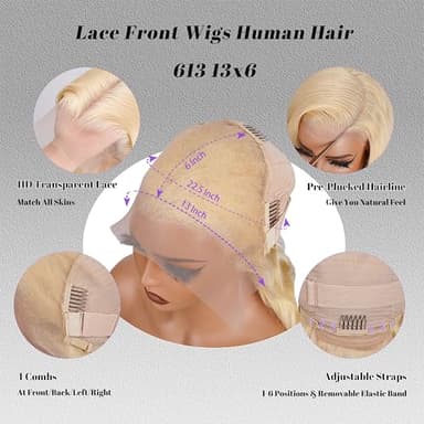 613 13x6 Lace Front Wig Human Hair 250 Density 30 Inch Body Wave Blonde Wig Human Hair 613 HD Lace Frontal Wigs 13x6, 100% Real Human Hair No Synthetic Blend No Tangle No Shedding Triple Lifespan 3X - Image 5