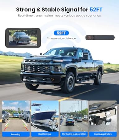 AUTO-VOX Solar Wireless Backup Camera with 5" 1080P Monitor: 5000mAh Battery 2 Mins DIY Installation & 2 Split Screen Back Up Camera, IP69K Waterproof Reverse Camera for Car, Van, SUV, Truck, Trailer - Image 6