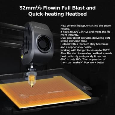 Creality K1 Max 3D Printer with Smart AI Function 600mm/s Printing Speed 20000mm/s² Acceleration, Core XY Structure 11.81x11.81x11.81 inch Large Build Volume Auto Leveling Dual-Gear Extruder - Image 5