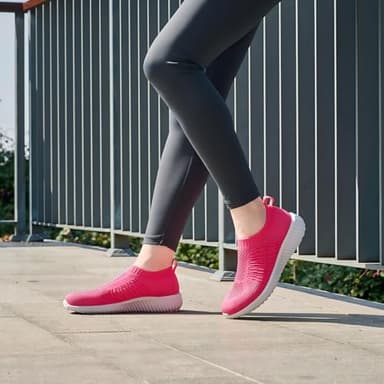 TIOSEBON Women's Athletic Walking Shoes Slip on Casual Mesh Sneakers Rosy 10 US Wide - Image 3