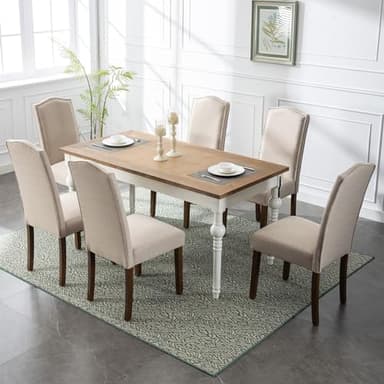 Stylish Upholstered Parsons Dining Chair Kitchen with Silver Nailhead Trim and Sturdy Solid Wood Legs - Image 4