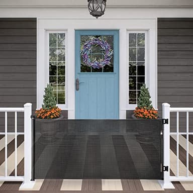 Upgraded Retractable Baby Gate, Extra Wide Safety Kids or Pets Gate, 33” Tall, Extends to 71” Wide, Mesh Safety Dog Gate for Stairs, Indoor, Outdoor, Doorways, Hallways(33”x71”, Black) - Image 1