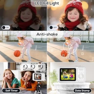 Digital Camera for Kids, WITYEAH 48MP FHD 1080P Point and Shoot Digital Cameras with 16X Zoom Anti-Shake, Compact Portable Cameras for Photography, for Boys Girls Teens Beginners,White - Image 6