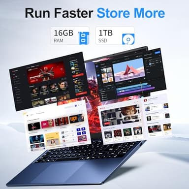 16 Inch Laptop Computer, Gaming Laptop 2025, 16GB RAM 1TB SSD, N150 Processor(Up to 3.6GHz), FHD 1920 * 1200, 180° Open, Backlit, BT4 WIFI5, Windows 11 Pro, 6000mAh/46.2Wh, Premium Navy - Image 8
