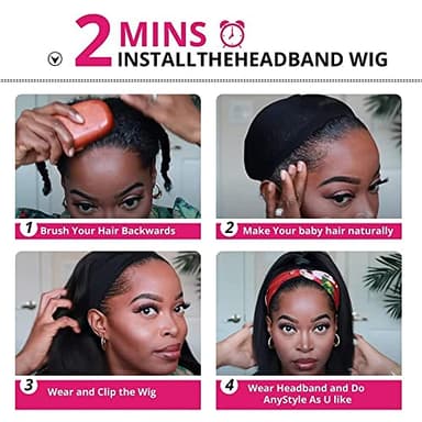 WENYAN Headband Wig Human Hair Deep Wave 20 Inch Wigs for Black Women Glueless None Lace Front Curly Wave Wig Brazilian Virgin Hair Wear and Go Wigs Machine Made 150% Density Natural Color - Image 5