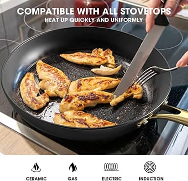 imarku Cast Iron Skillets, 12 Inch Cast Iron Pan, Professional Non Stick Frying Pans Long Lasting Nonstick Frying Pan Nonstick Pans Stay Cool Handle Easy Clean, Unique Birthday Gifts for Women/Men - Image 6