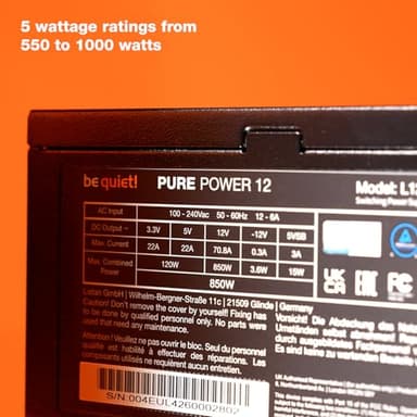 be quiet! Pure Power 12 650W PSU | 80 Plus Gold | ATX 3.1 | PCIe 5.1 GPU Support Power Supply | Silent 120mm Fan | High Performance 12V-Rail | Black | BP002US - Image 5