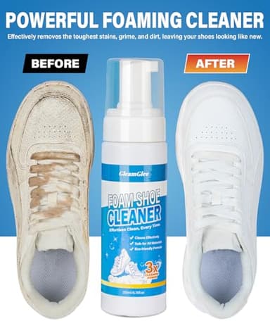 Shoe Cleaner Kit – 200ml White Sneaker & Trainer Cleaner with Brush & Microfibre Cloth – For Leather, Canvas, Knit, Boots, Rubber & Running Shoes - Image 2
