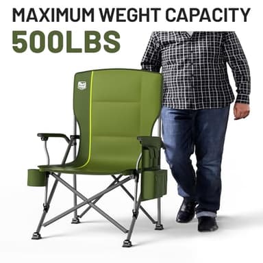 TIMBER RIDGE Oversized Folding Camping Chair High Back Heavy Duty for Adults Support up to 500lbs with Cup Holder, Side Pocket Cooler Bag 2 Pack - Image 4