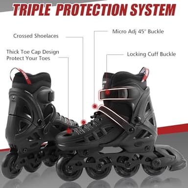 Inline Skates for Kids Girls and Boys, 4 Sizes Adjustable Roller Skates Blades with Full Light Up Wheels for Women Men, Durable Outer Shell, Roller Skates 4-12 Adults - Image 3