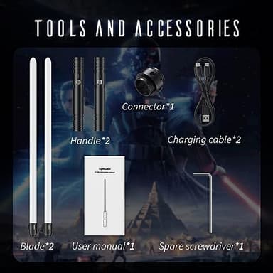 Juxaxia Lightsaber, LED Light Saber with 15 RGB Colors, Lightsabers for 3 Modes, Light Sabers with Connectors, Lightsabers for Dueling, Lightsaber Toy for Adults, Kids, 2 Pack(Black) - Image 5