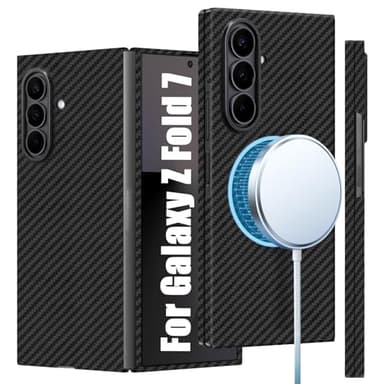 Lenpiti Slim 1500D Aramid Fiber Case Compatible with Samsung Galaxy Z Fold 7, Thin Carbon Fiber Cover Compatible with Magsafe (Matte Black)‌ - Image 1