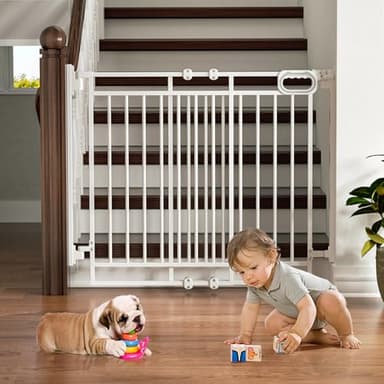 Mom's Choice GROWNSY Baby Gate No Bottom Bar, Adjustable Width 26” to 36” for Child and Pet, Dog Gate with Auto-Close & One-Hand Operation, Screw-in Installation for Doorways and Indoor Use - Image 1