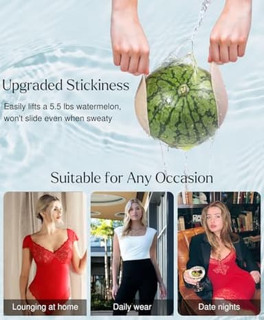 Popilush Nipple Covers for Women - Sticky Bra - Reusable Silicone Nipple Pasties Waterproof with Travel Case Crème Large (Fits DD-H Cups) - Image 3