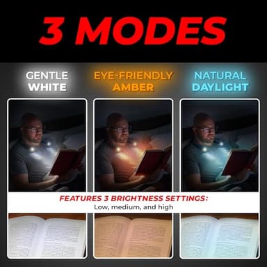GearLight Hands-Free Rechargeable Book Light for Reading in Bed - Adjustable LED Lamp with 3 Light Modes - Compact, Flexible Neck Light for Reading, Studying, Travel - Gray - (Pack of 1) - Image 4