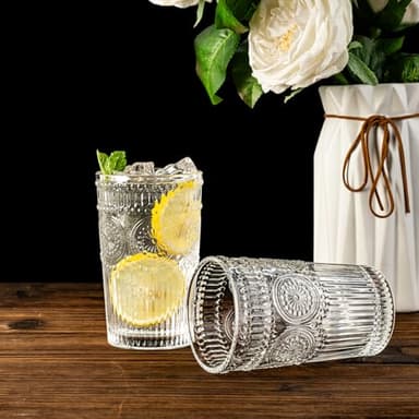 FrutPunch Highball Glasses Set of 4, 10.5 OZ Sunflower Drinking Glasses, Lead-Free Crystal Cocktail Glasses, Water Glasses for Juice, Cocktails, Wine, Iced Tea, Mojitos Glassware Set - Image 5