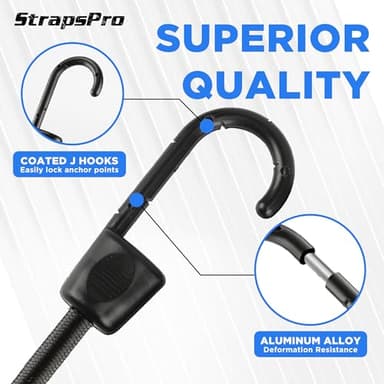 Bungee Cords with Hooks, 18 Inch 12 Pack Heavy Duty Outdoor Elastic Bungee Straps, Bungee Cords with Hooks for Securing Tarps, Luggage, Tents, Bikes - Image 2