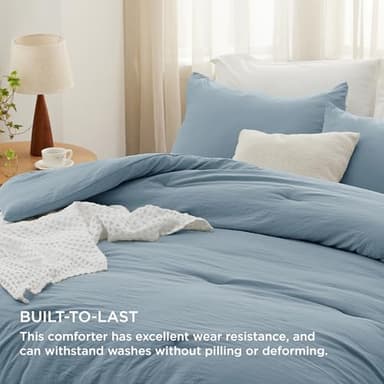 Bedsure Super King Size Comforter Set, Grayish Blue Soft Prewashed Bedding for All Seasons, 3 Pieces GentleSoft™ Bed Set, 1 Lightweight Comforter (120"x120") and 2 Pillowcases (20"x36") - Image 3
