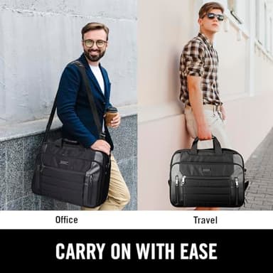 Kenneth Cole Reaction Keystone 1680d Polyester Dual Compartment 17" Laptop Business Portfolio, Black - Image 6