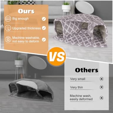 Unicorn Catcher Guinea Pig Hideout Large Bed Cozy House Warm Tunnel Washable Accessories for Small Pet Hamster/Chinchilla/Bunny, Grey - Image 3